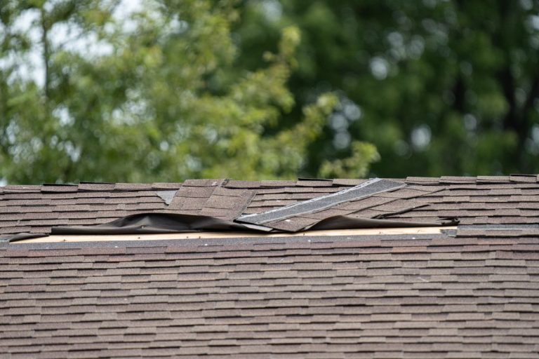 roof shingles have been damaged by high winds and strong storms in Lakeville
