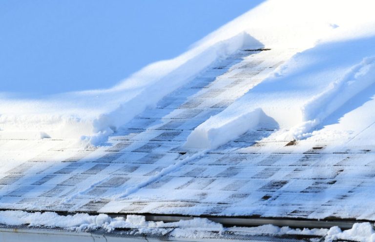 shingle roof covered in snow in Lakeville